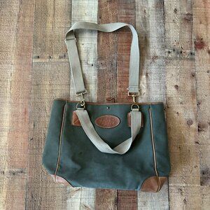 Land Rover Green Canvas & Leather Tote Bag With Adjustable Strap